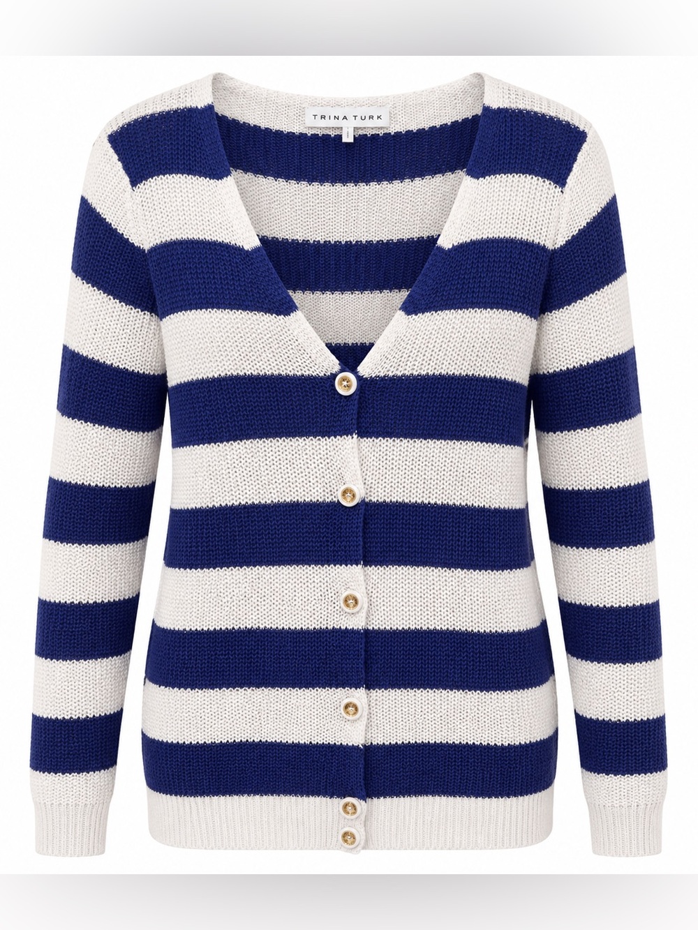 Trina Turk blue/white knit cardigan, large